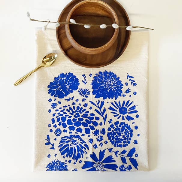 HAVYN Organic Tea Towel Flower Blue