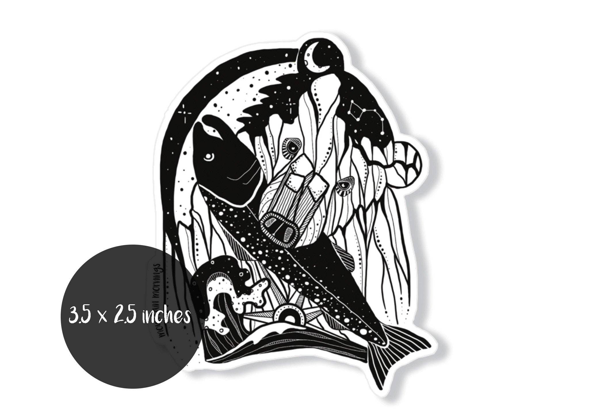 Bear & Salmon Sticker