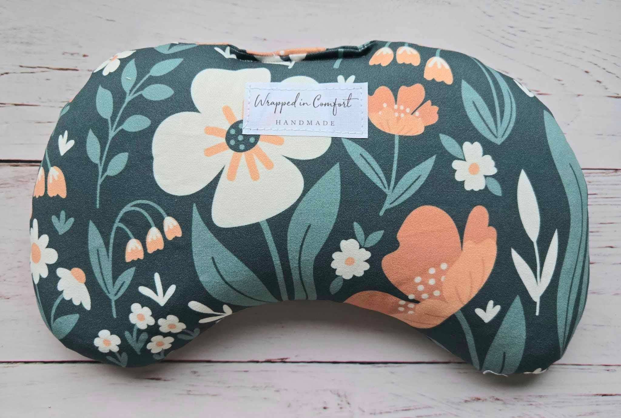Bean Shaped Heating Pad Floral Blue