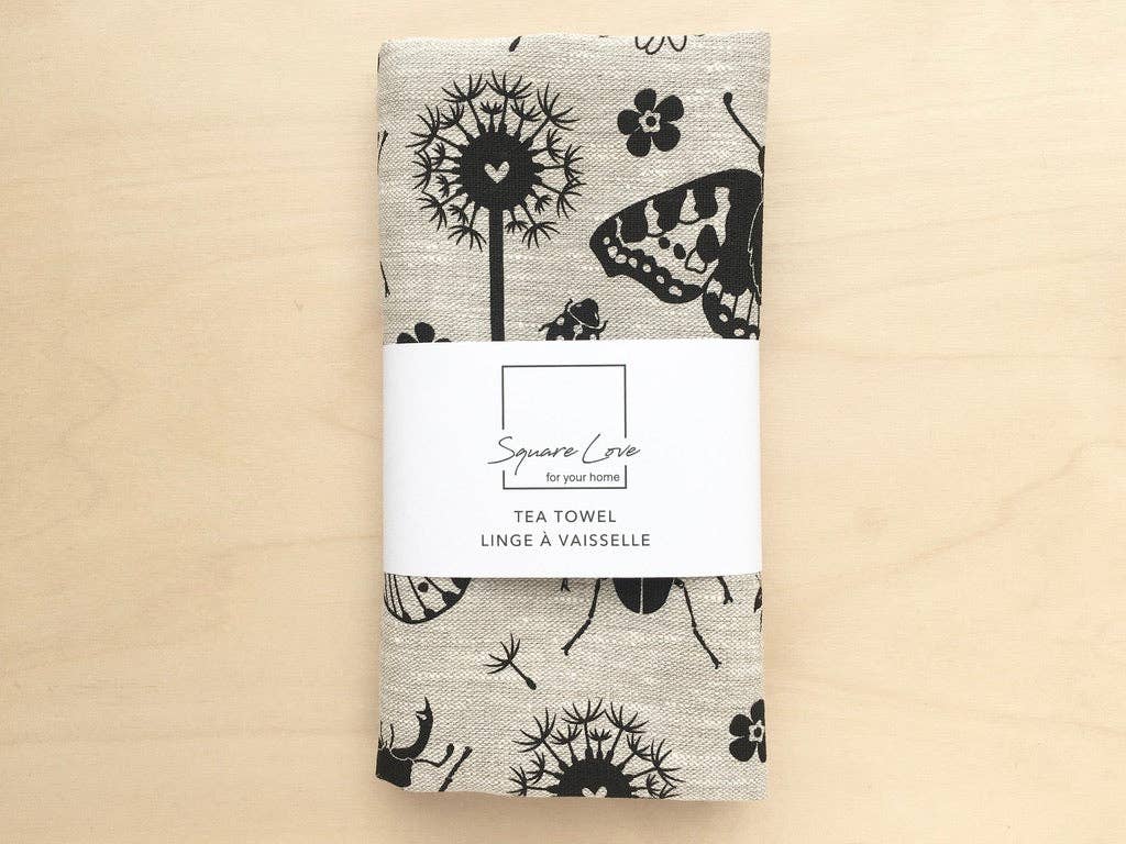 Linen Tea Towel Garden Insects | 100% Linen