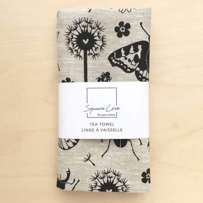 Linen Tea Towel Garden Insects | 100% Linen
