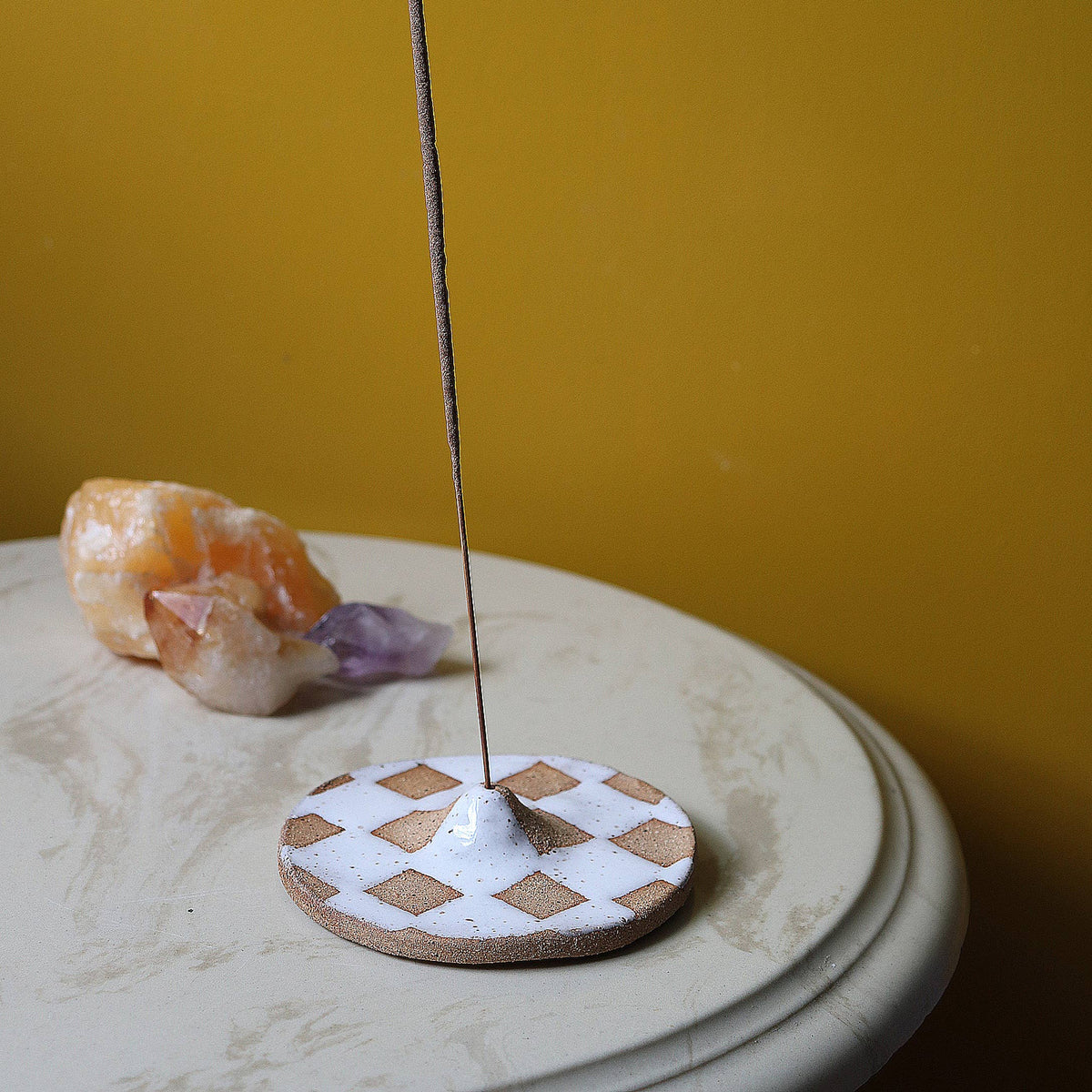 Ceramic Incense Holder XL | Lime Checkers