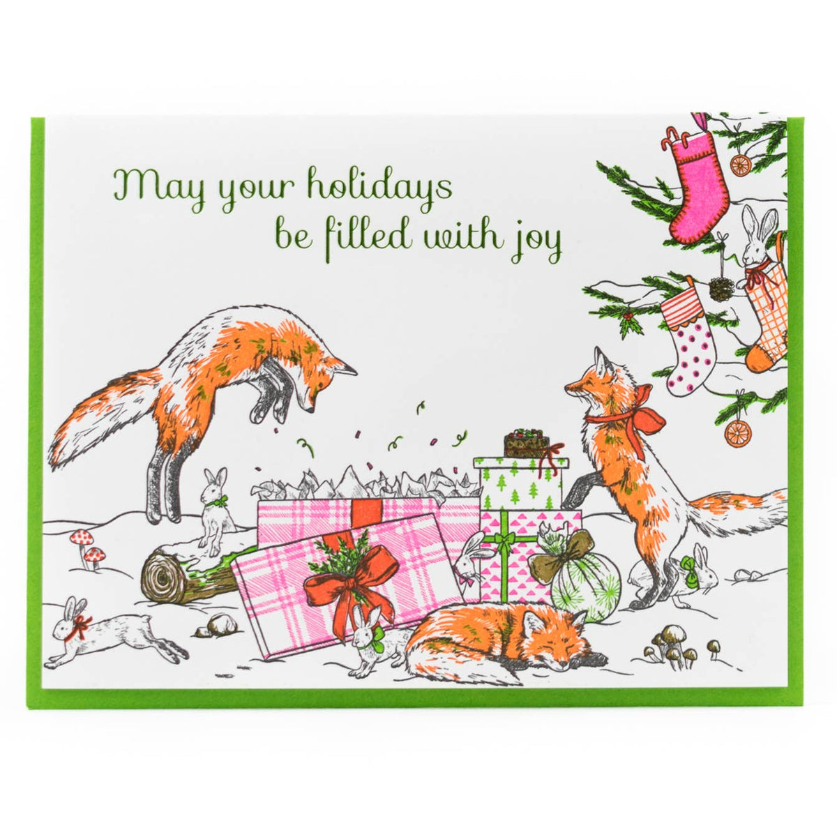 Foxes Christmas Morning Card