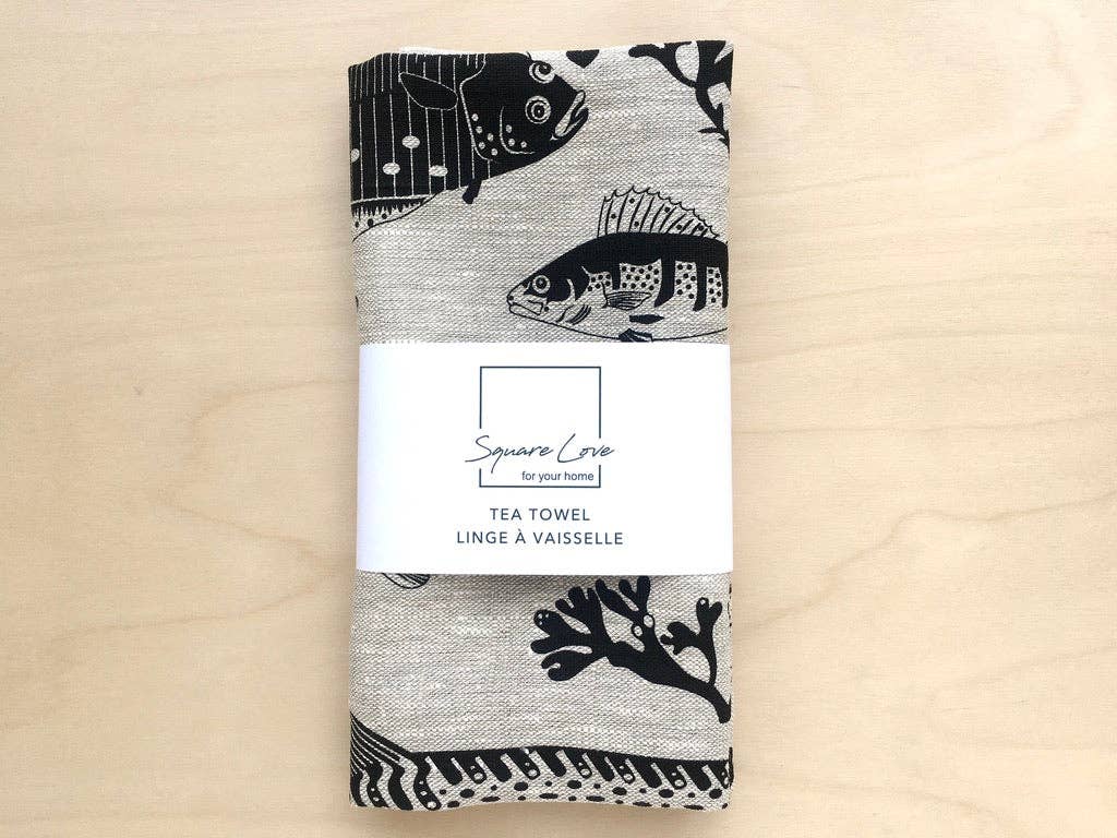 Linen Tea Towel Pond Fish | 100% Linen