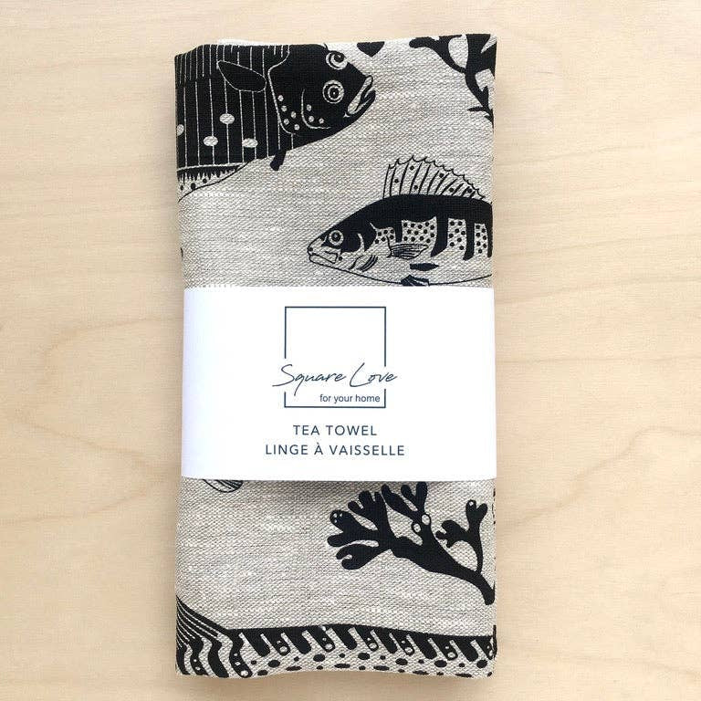 Linen Tea Towel Pond Fish | 100% Linen