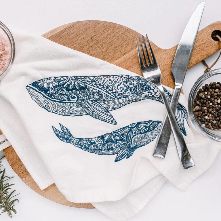 Organic Tea Towel Whale