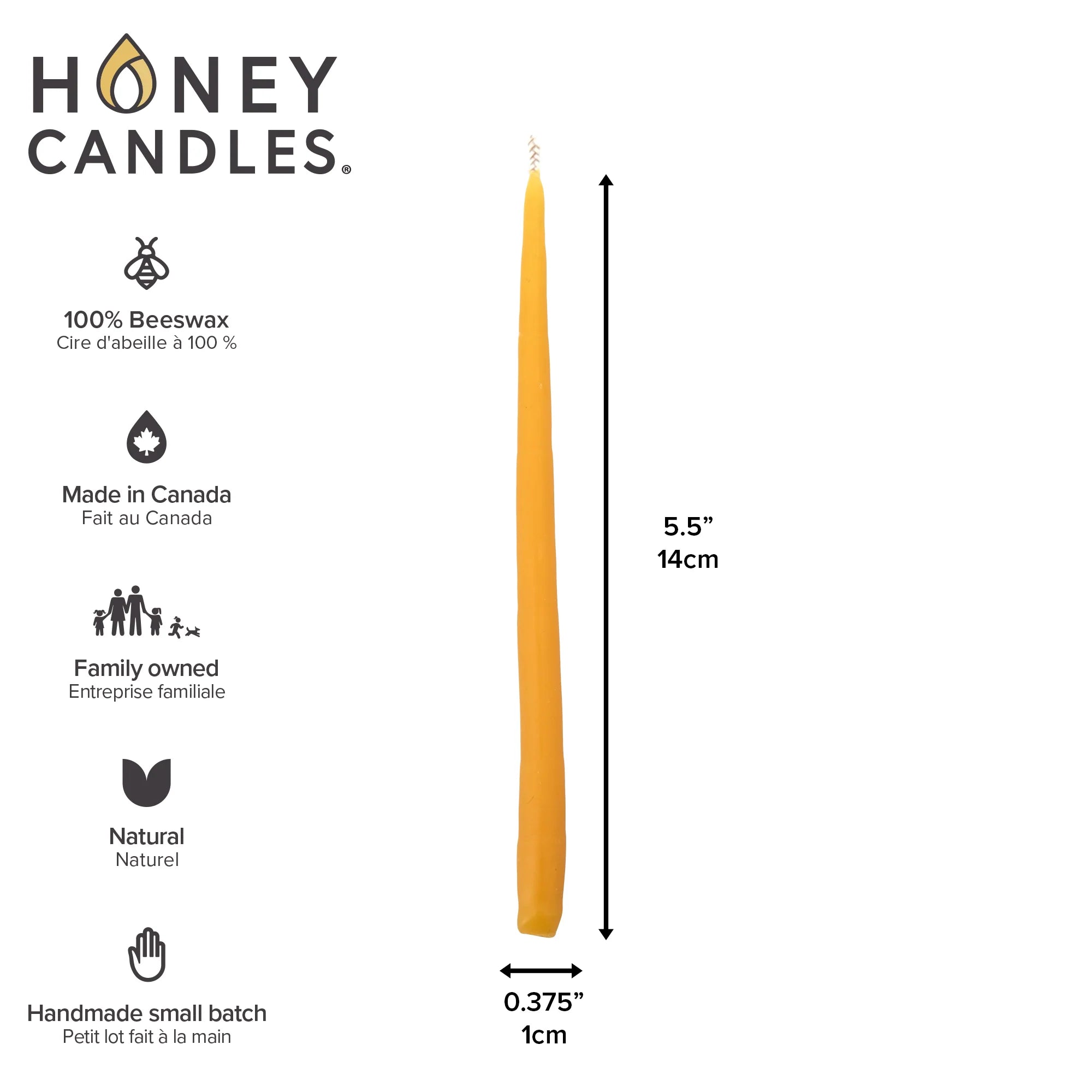 Honey Candles - Thin Taper Candle Pack
