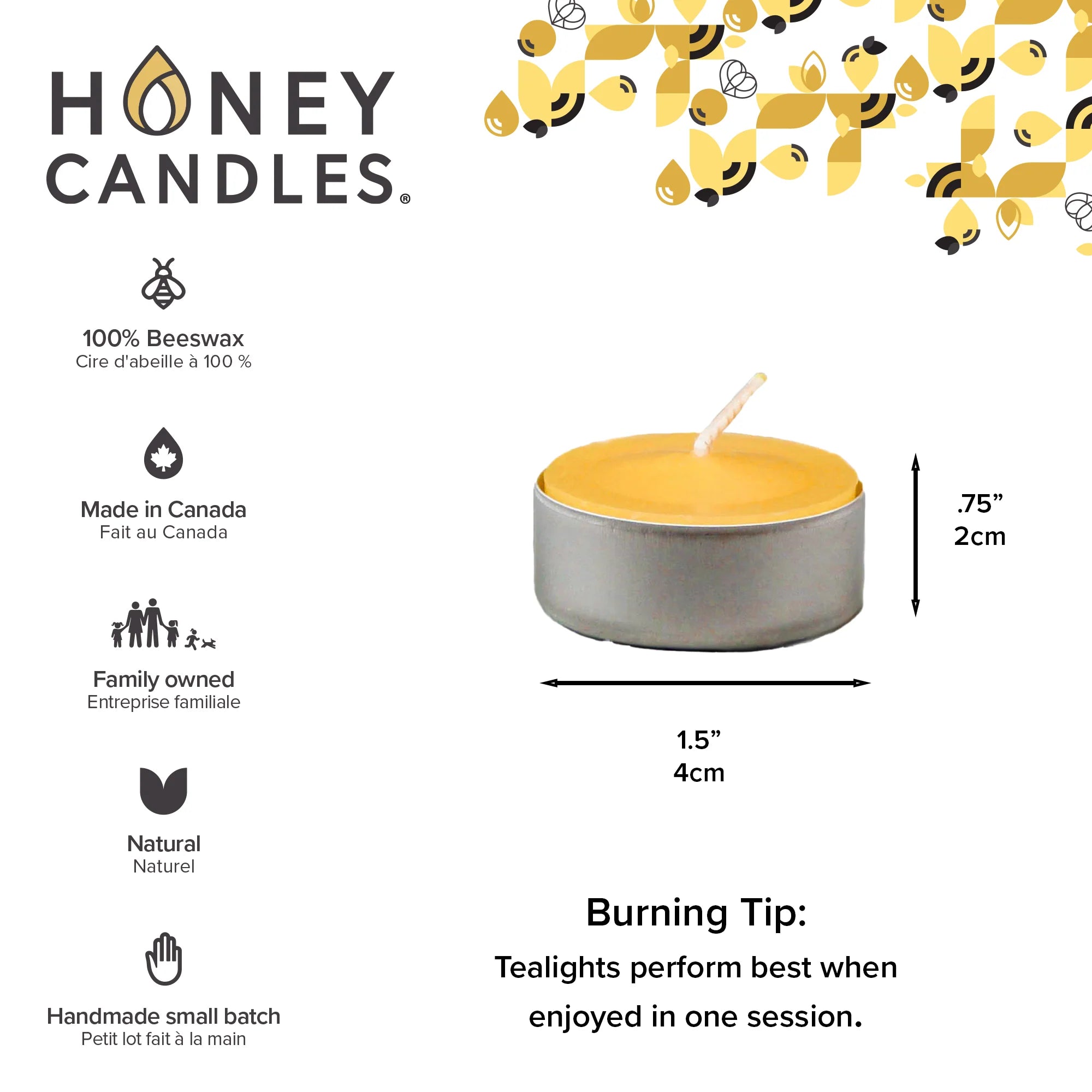 Beeswax Tealight Candle w/ Aluminum Cup