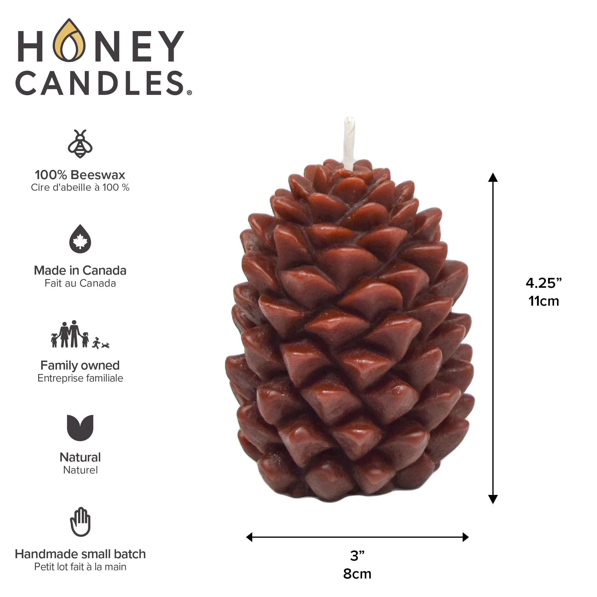 Honey Candles - Pine Cone Brown