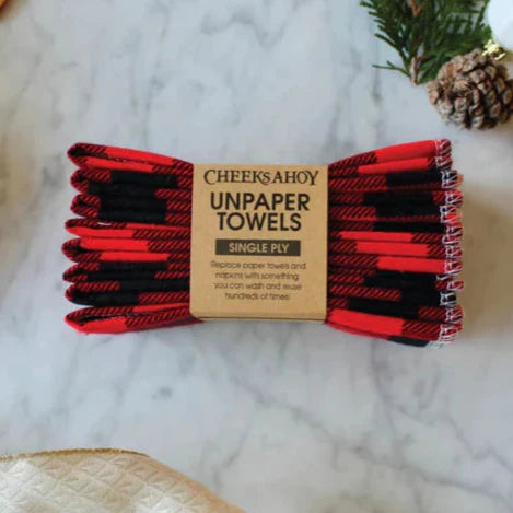 Cheeks Ahoy Unpaper Towels Red + Black Plaid