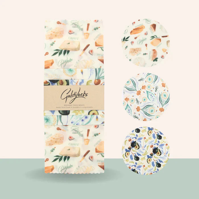 Beeswax Wraps PACK Avo, Cheese, Onion