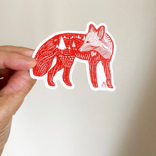 Orange Fox Vinyl Sticker