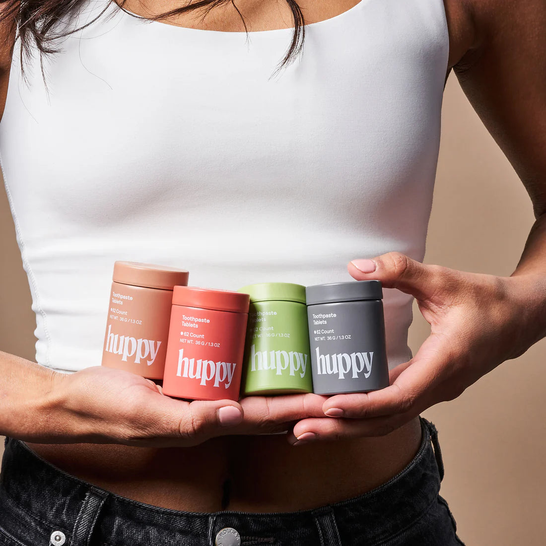 HUPPY Toothpaste Tablets Charcoal Mint Tin