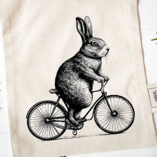 Tote Bag Organic Kids Bunny Bike