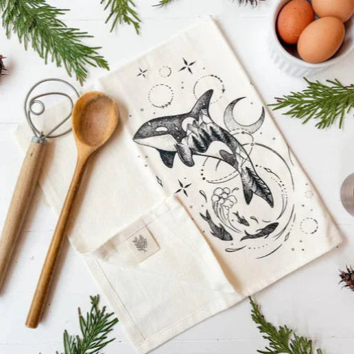 Organic Tea Towel - Orca in Night Sky *Limited Edition