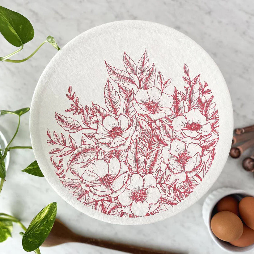 Cloth Bowl Cover XL Crimson Floral