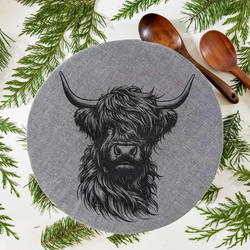 Cloth Bowl Cover XL Highland Cow