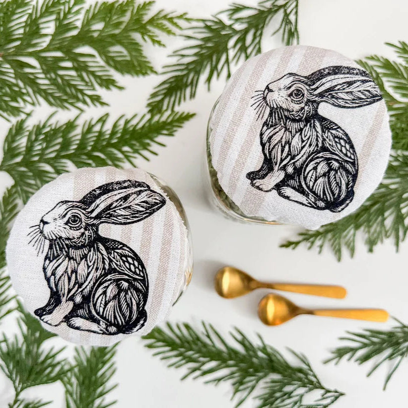Cloth Mason Jar Cover Set - Rabbit