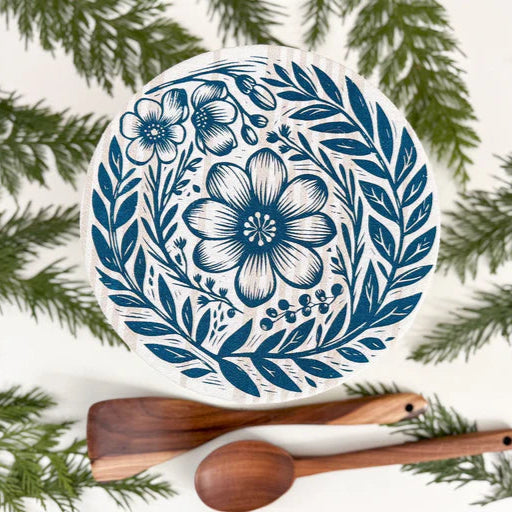 Cloth Bowl Cover XL Navy Floral Stripe