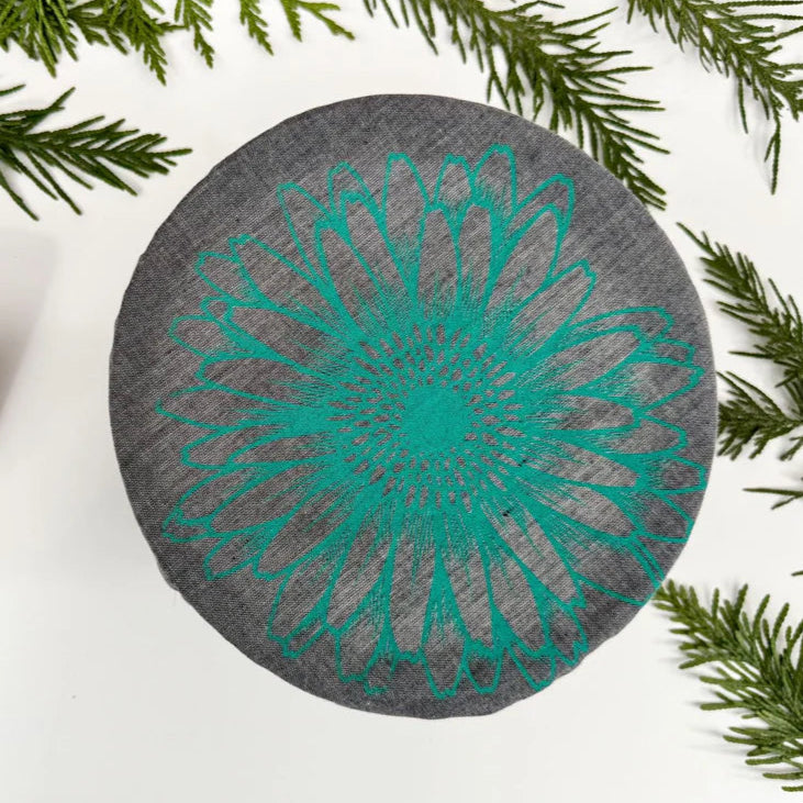 Cloth Bowl Cover Medium Teal Floral