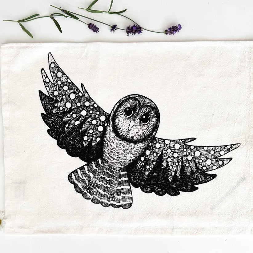 Organic Tea Towel Skyline Owl