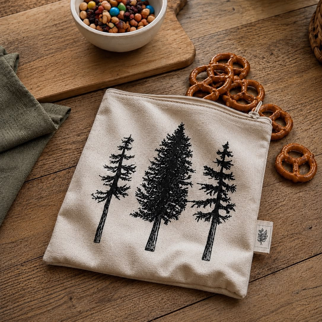 Lined Cotton Snack Bags | Trees