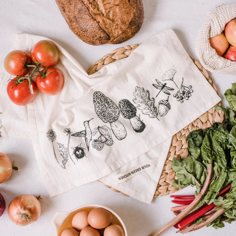 Organic Tea Towel Nature Morels