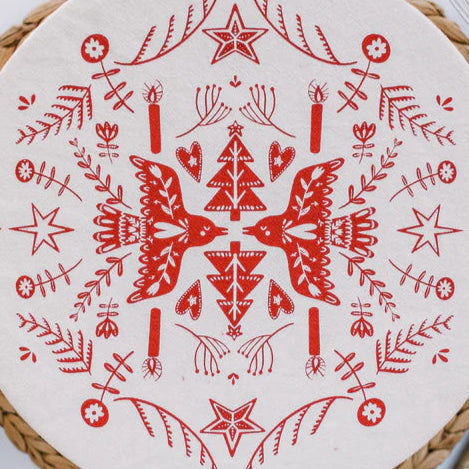 Organic Tea Towel - Red Birds *Limited Edition