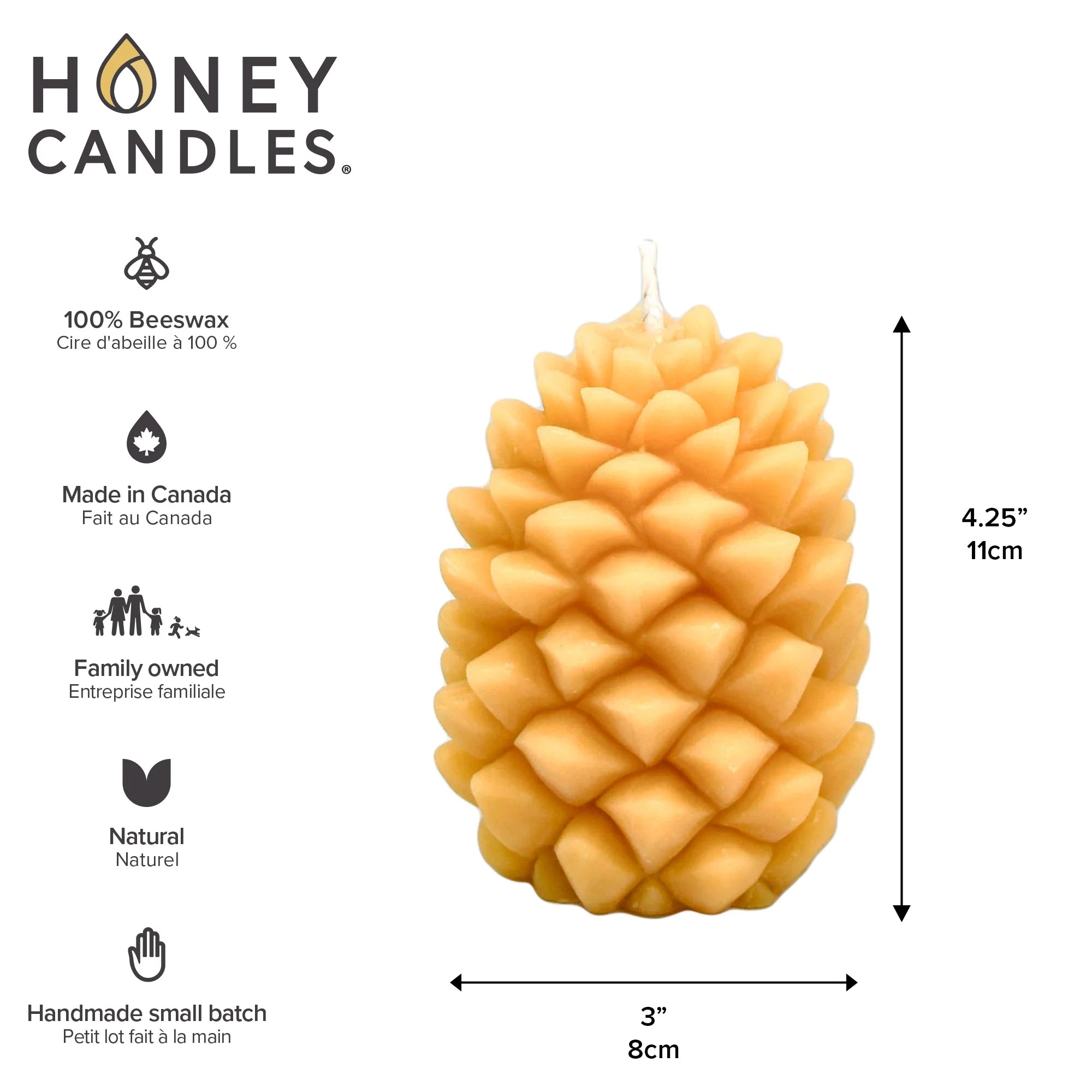 Honey Candles - Pine Cone Natural