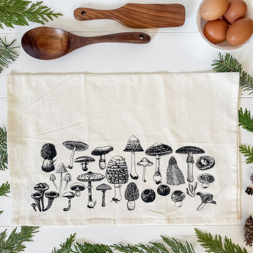 Organic Tea Towel Mushroom Forest