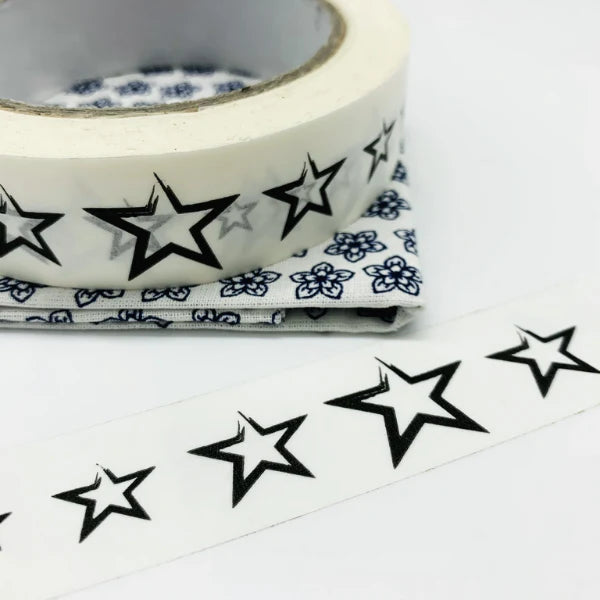 PlanetWrapIt - Paper Tape White Stars 50m