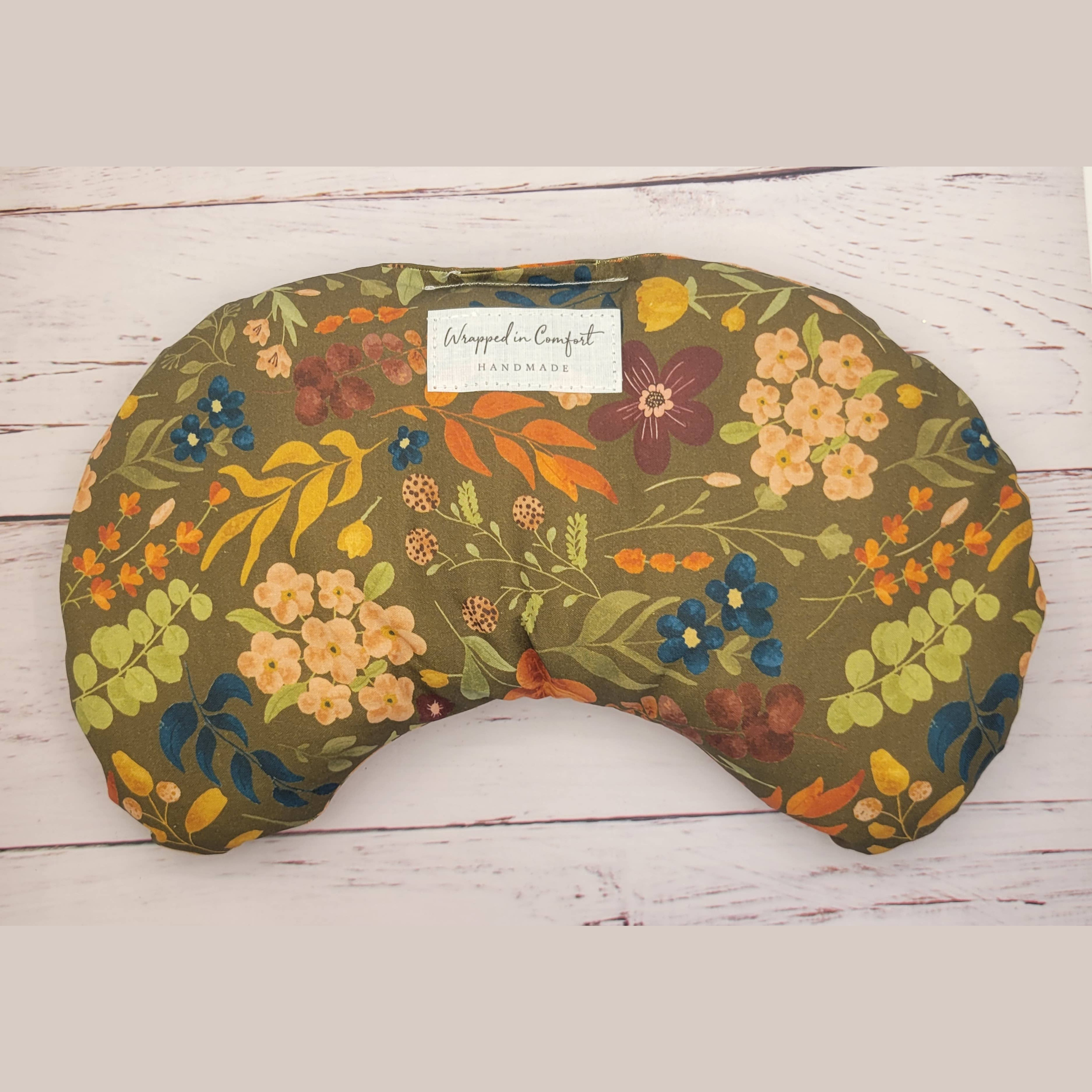 Bean Shaped Heating Pad Floral Earthy