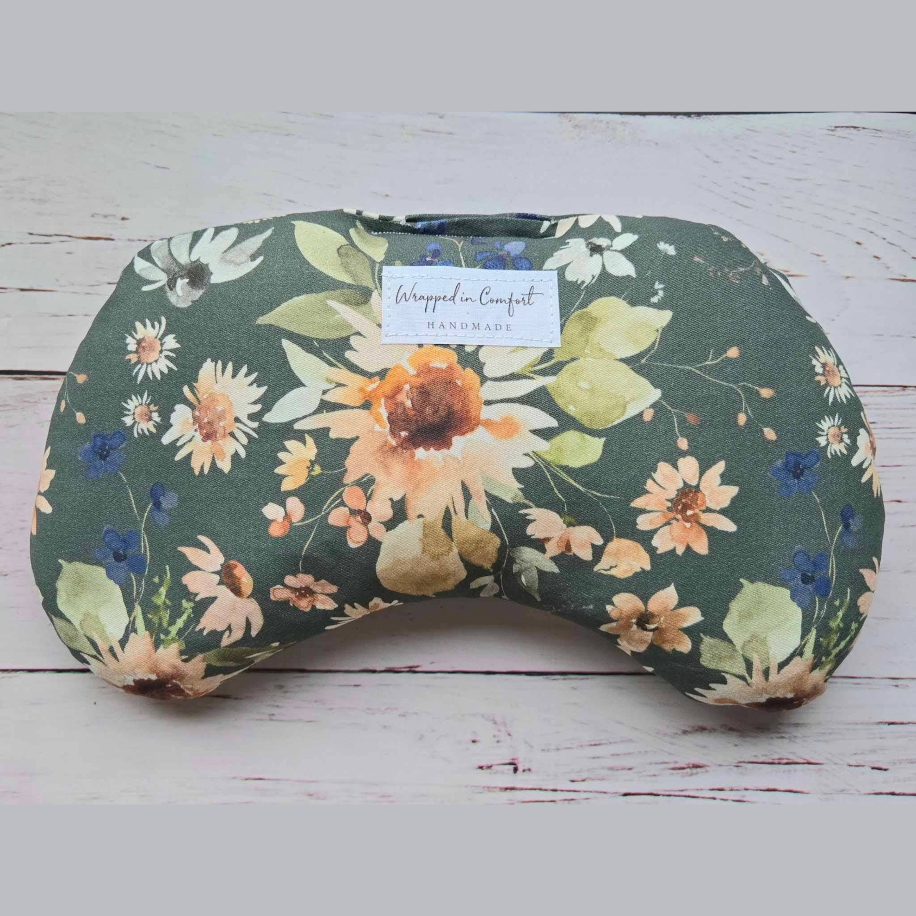 Bean Shaped Heating Pad Green Floral