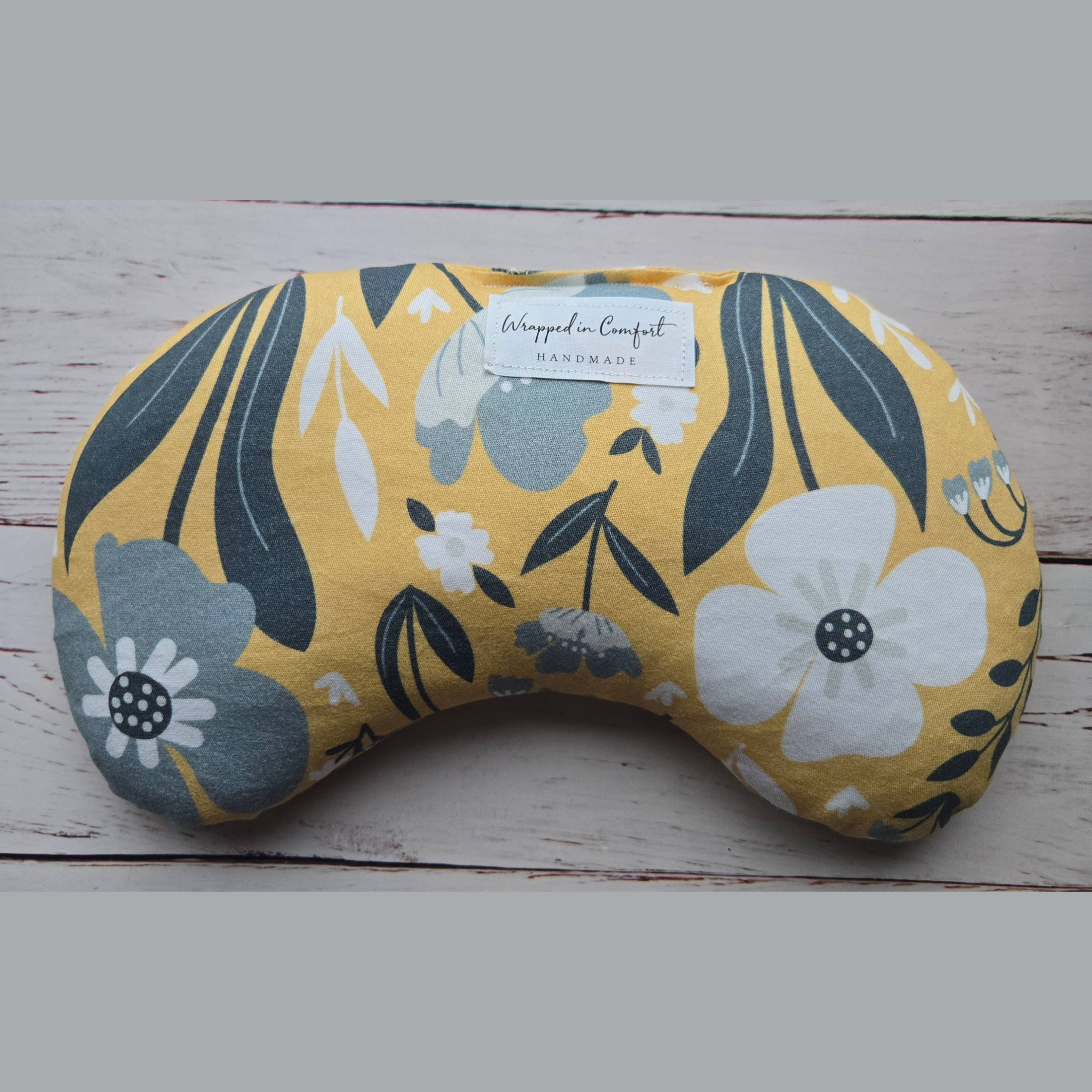 Bean Shaped Heating Pad Yellow Floral