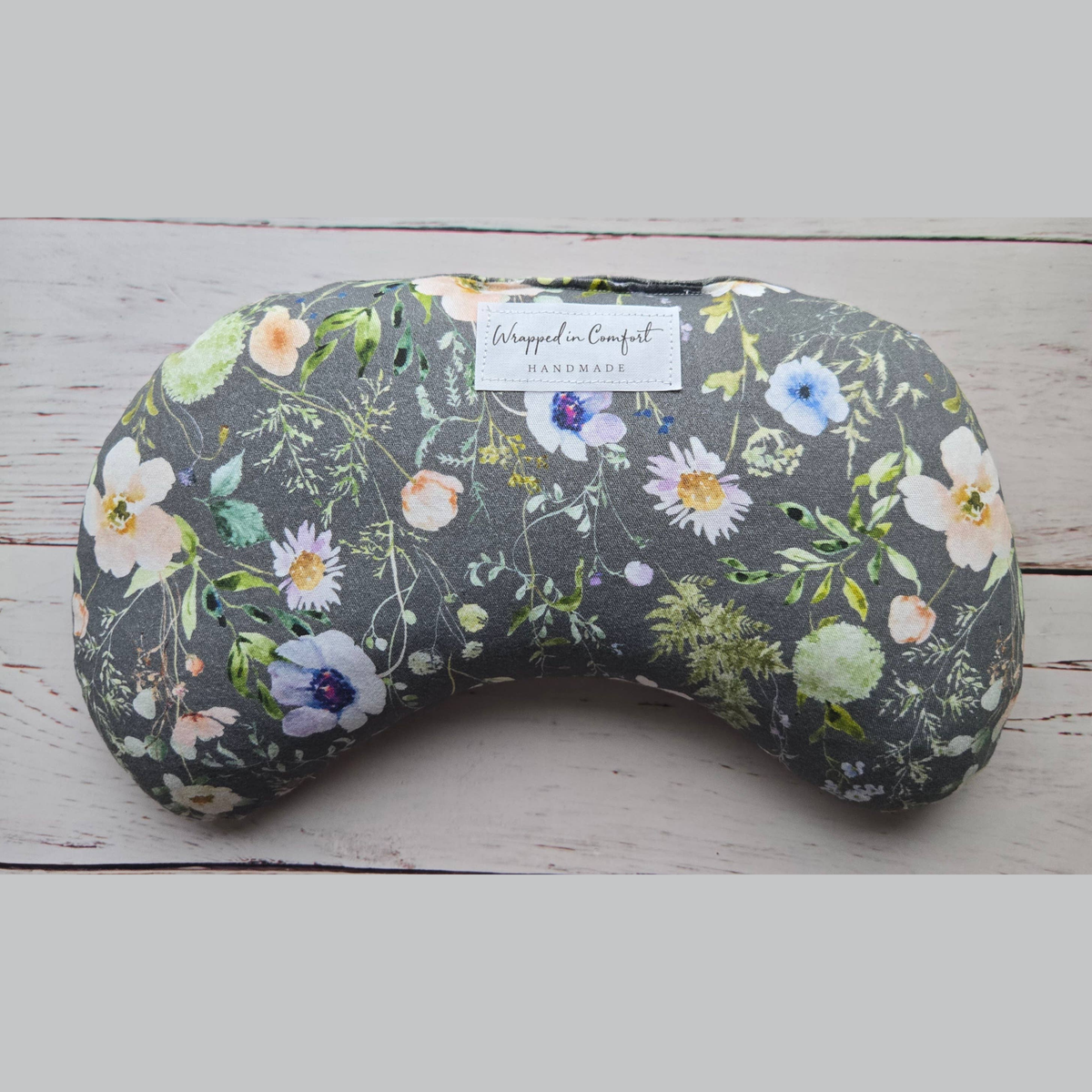 Bean Shaped Heating Pad Grey Floral