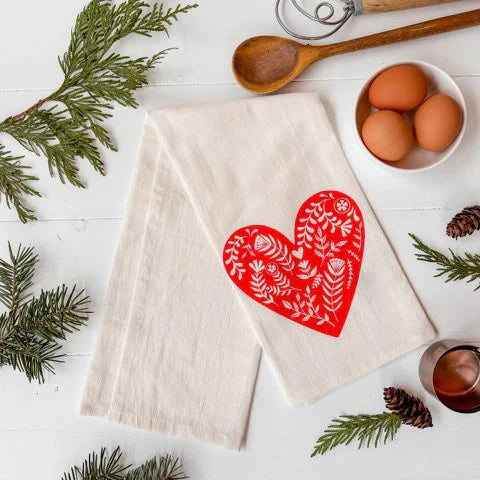 Organic Tea Towel - Red Heart *Limited Edition