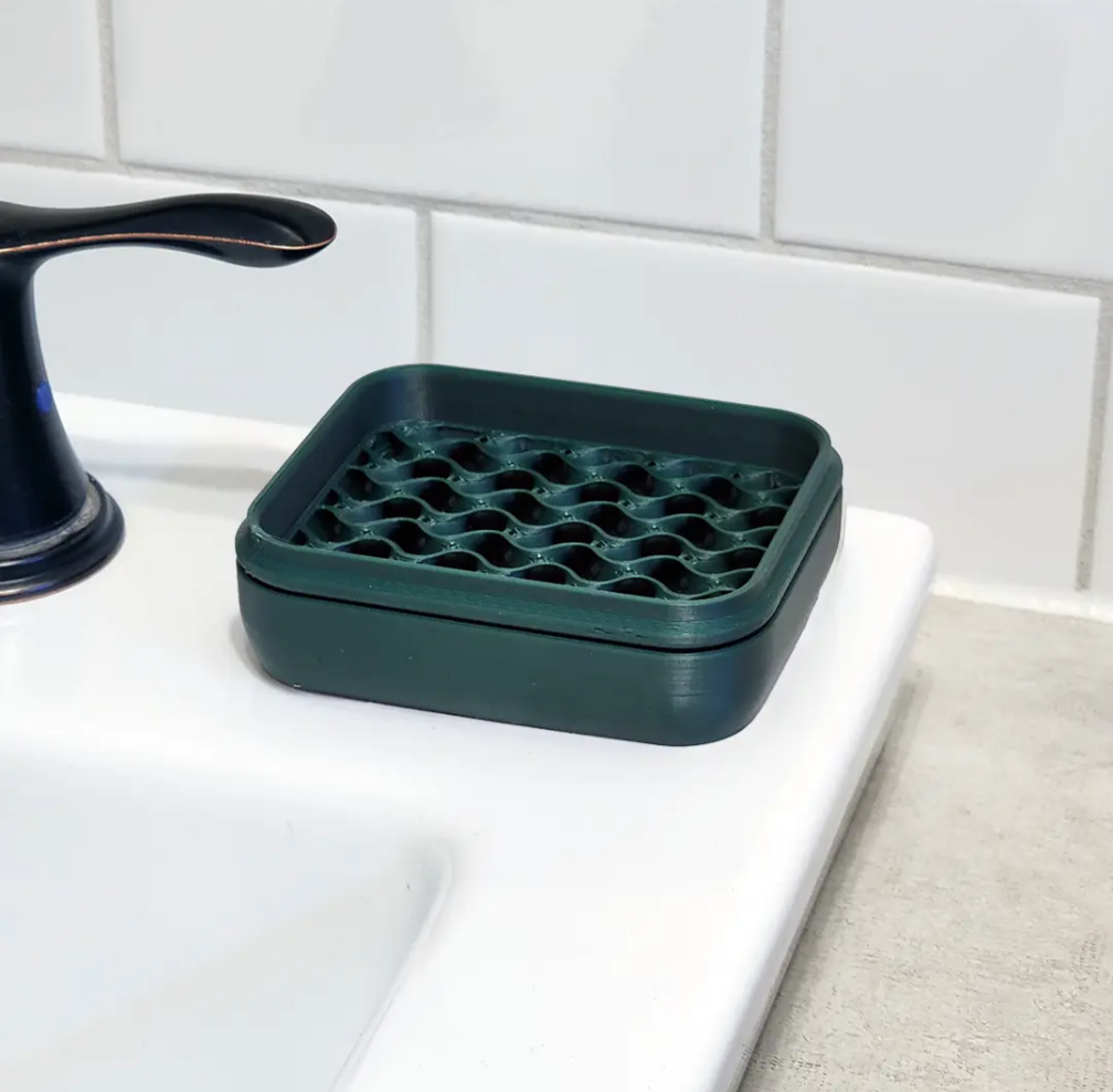 The Rogerie Square Soap Case Evergreen