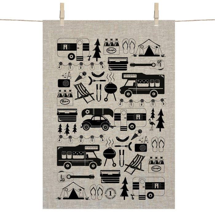 Linen Tea Towel Camping | 100% Linen