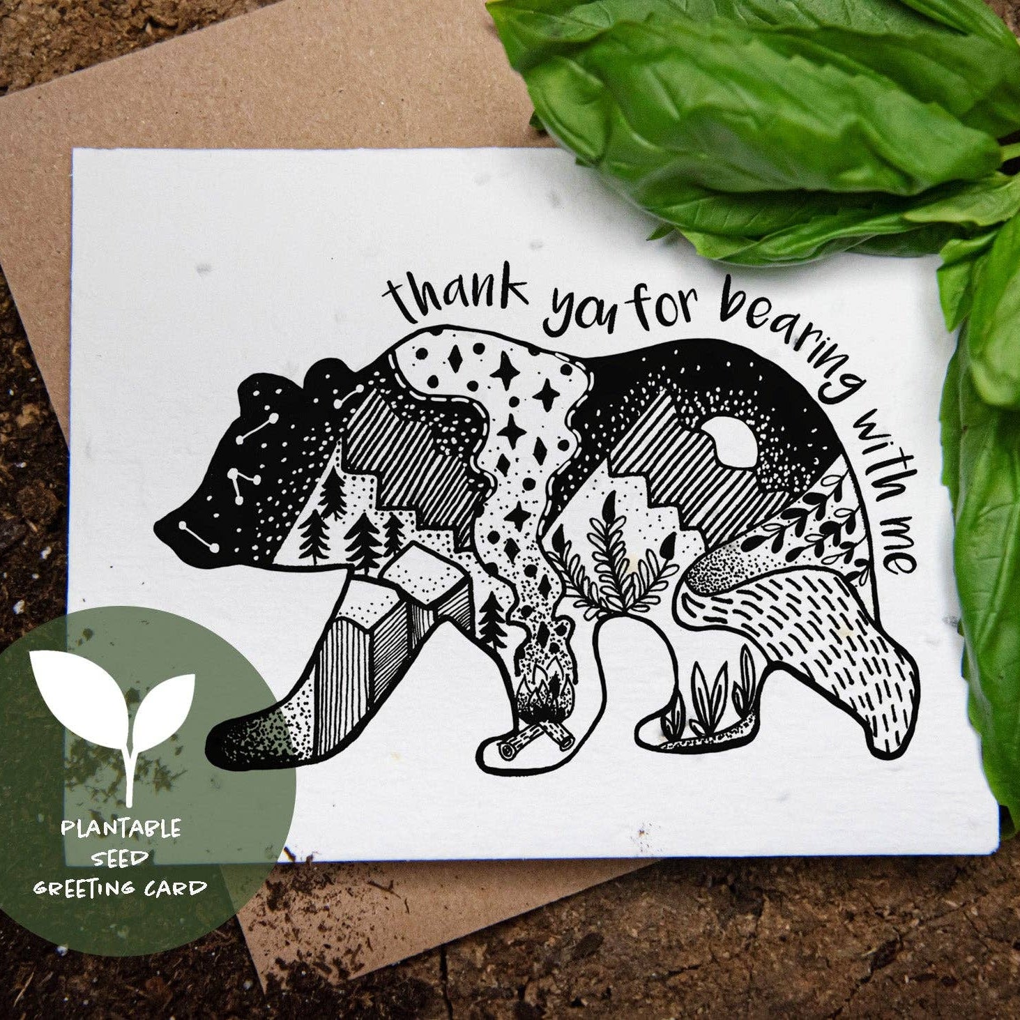 Plantable Basil Seed Card; Thank You For Bearing With Me