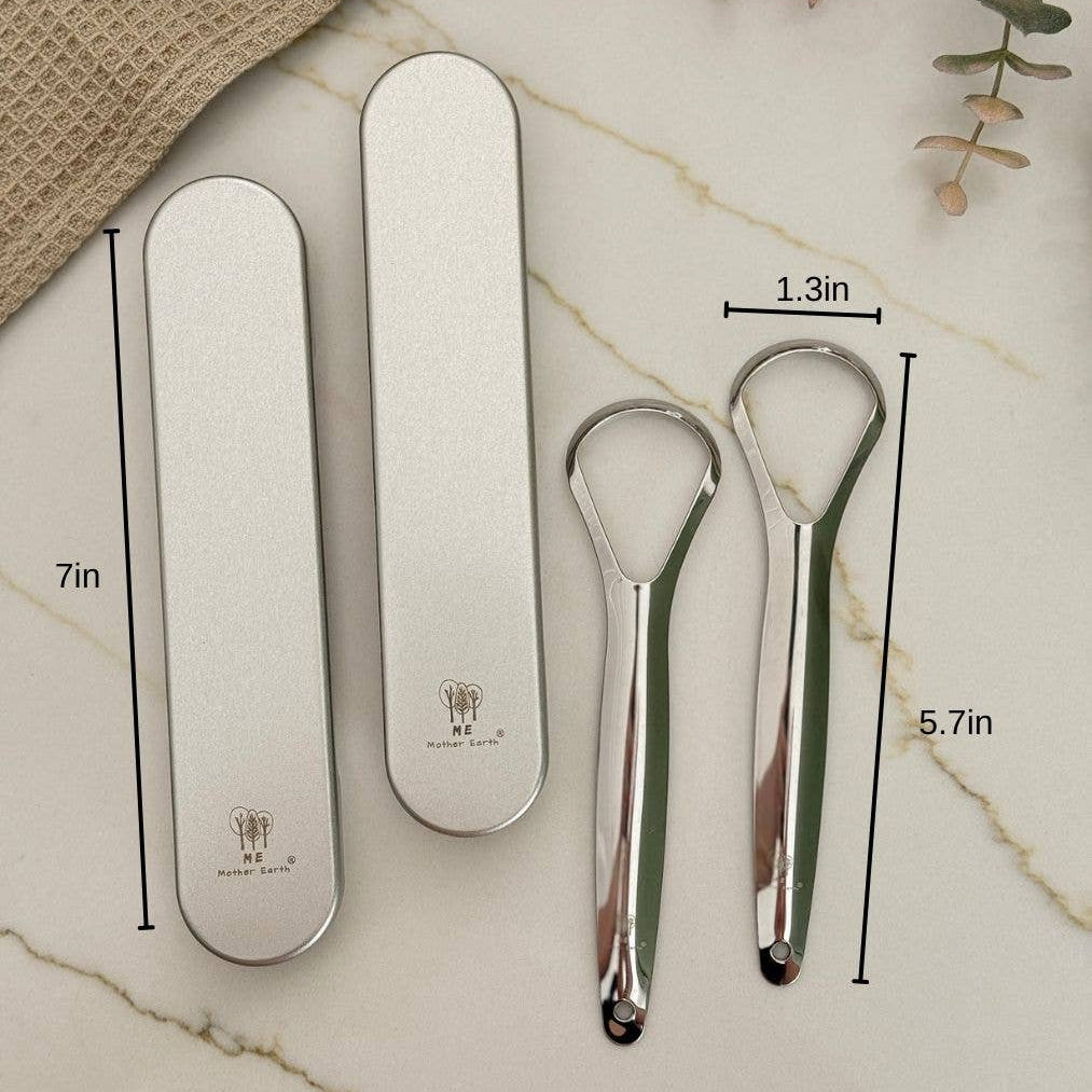 Stainless Steel Travel Tongue Scrapers- 2pk