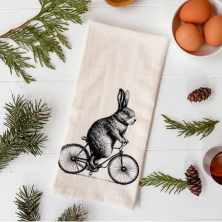 Organic Tea Towel Bunny Bike