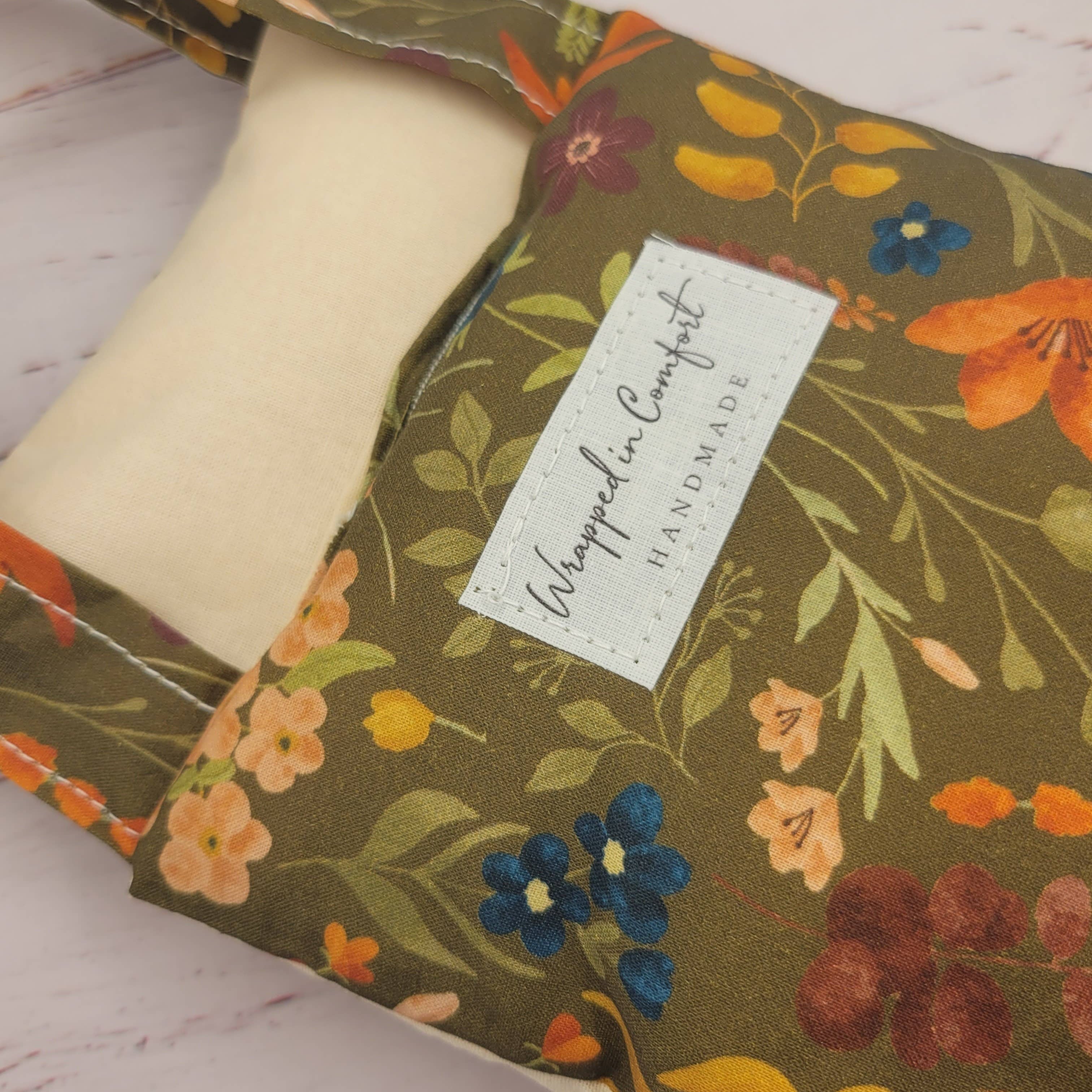 Organic Cotton Heating Pad + Neck Wrap FLORAL EARTHY