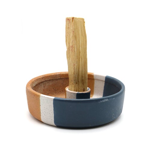 Ceramic Palo Santo Burner - Blue & Beige