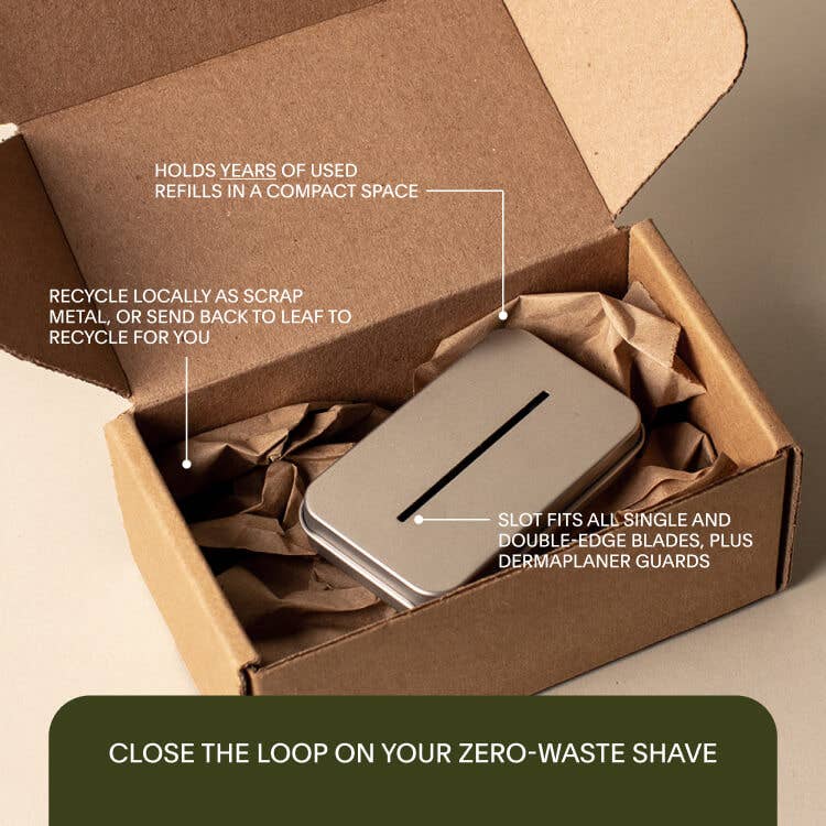 Leaf Razor Blade Recycling Tin
