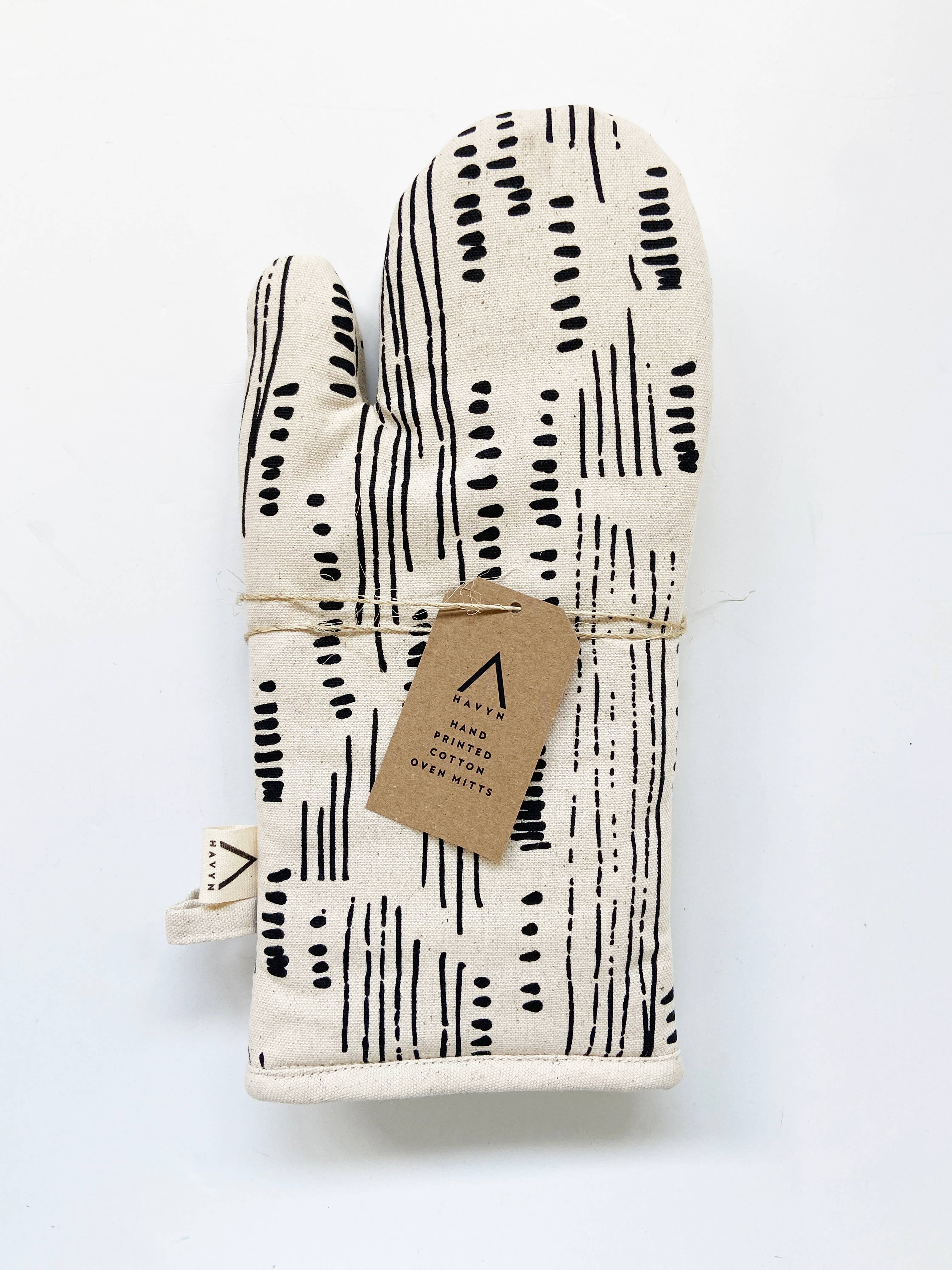 Cotton Oven Mitts Dots + Lines