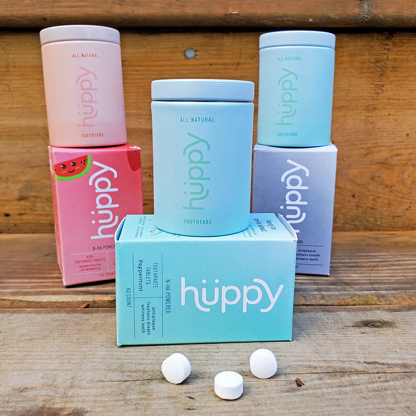HUPPY Toothpaste Tablets Charcoal Mint Tin