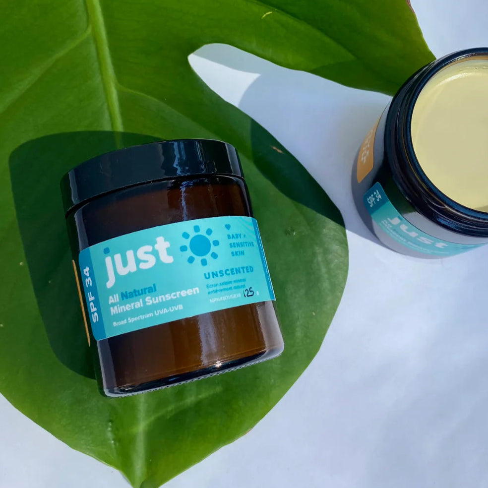 Just Sun SPF30 Unscented Body Sunscreen Refillable Glass Jar