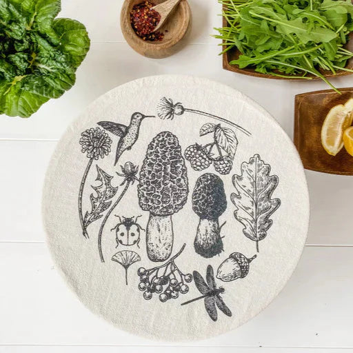 Cloth Bowl Cover Large - Floral Cow