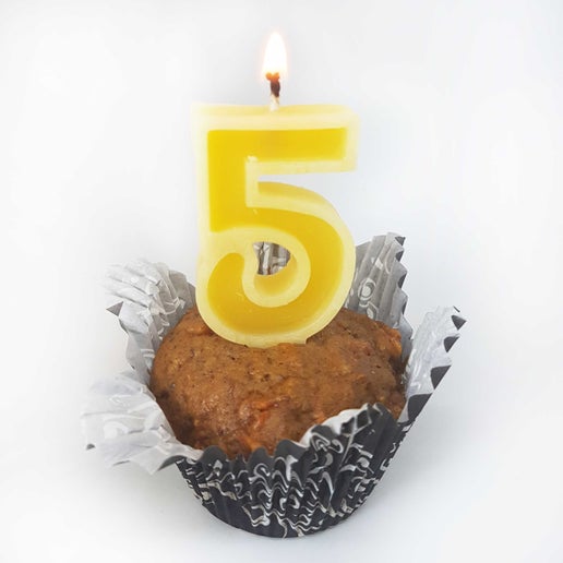 Beeswax #5 Birthday Candles