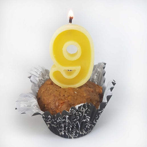 Beeswax #9 Birthday Candles
